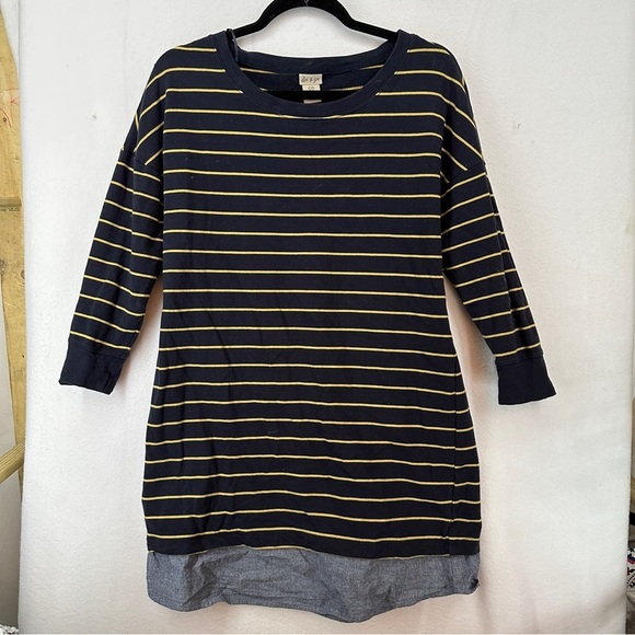 Dresses & Skirts - Alex & Zoe Women's Long Sleeve Striped Dress Size M Navy Blue